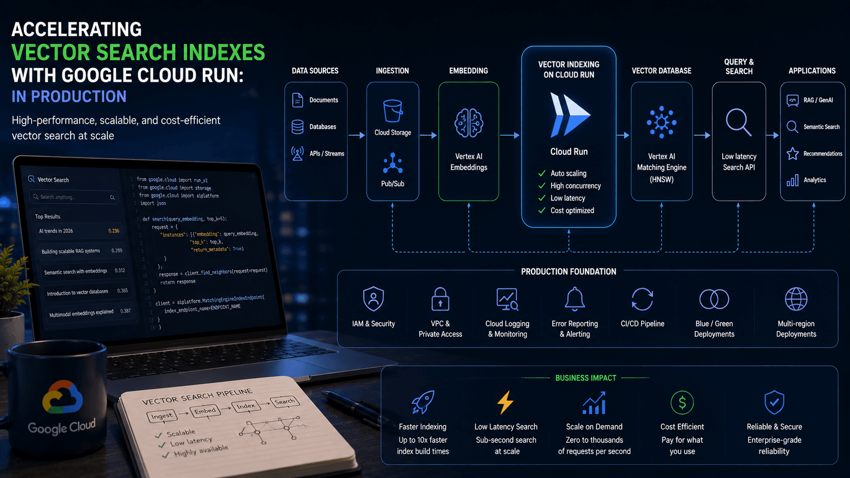 Accelerating Vector Search Indexes with Google Cloud Run: in Production Case Study | Copyright © Magnence