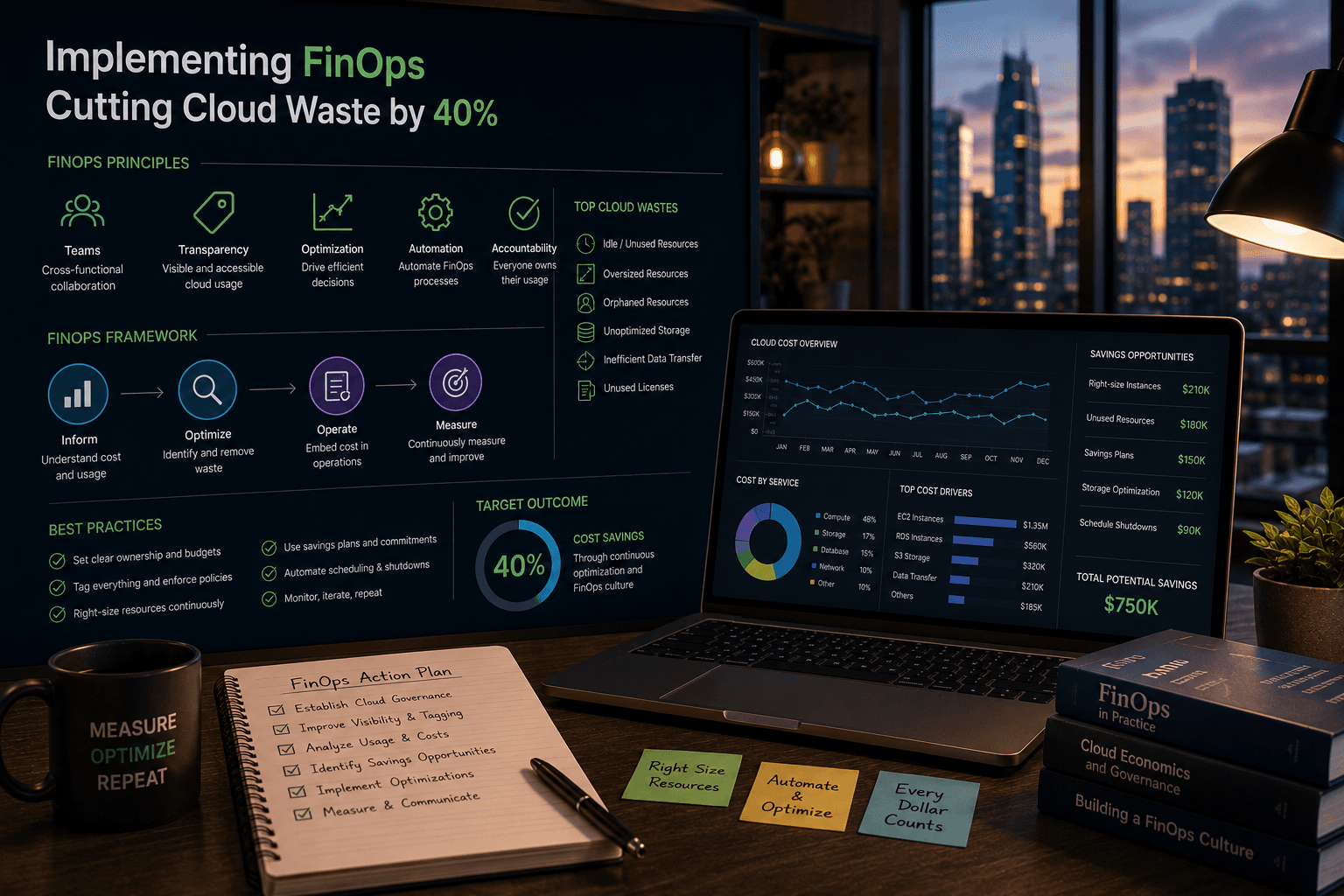 Implementing FinOps: Cutting Cloud Waste by 40%: Best Practices Case Study | Copyright © Magnence