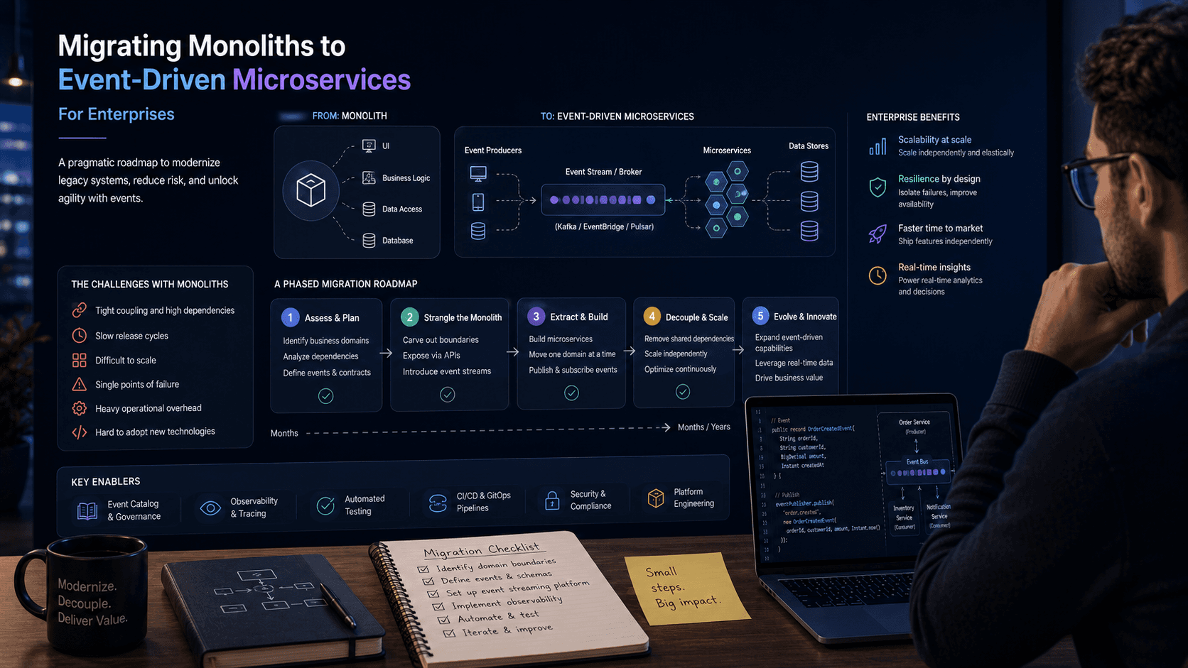 Migrating Monoliths to Event-Driven Microservices: For Enterprises Case Study | Copyright © Magnence