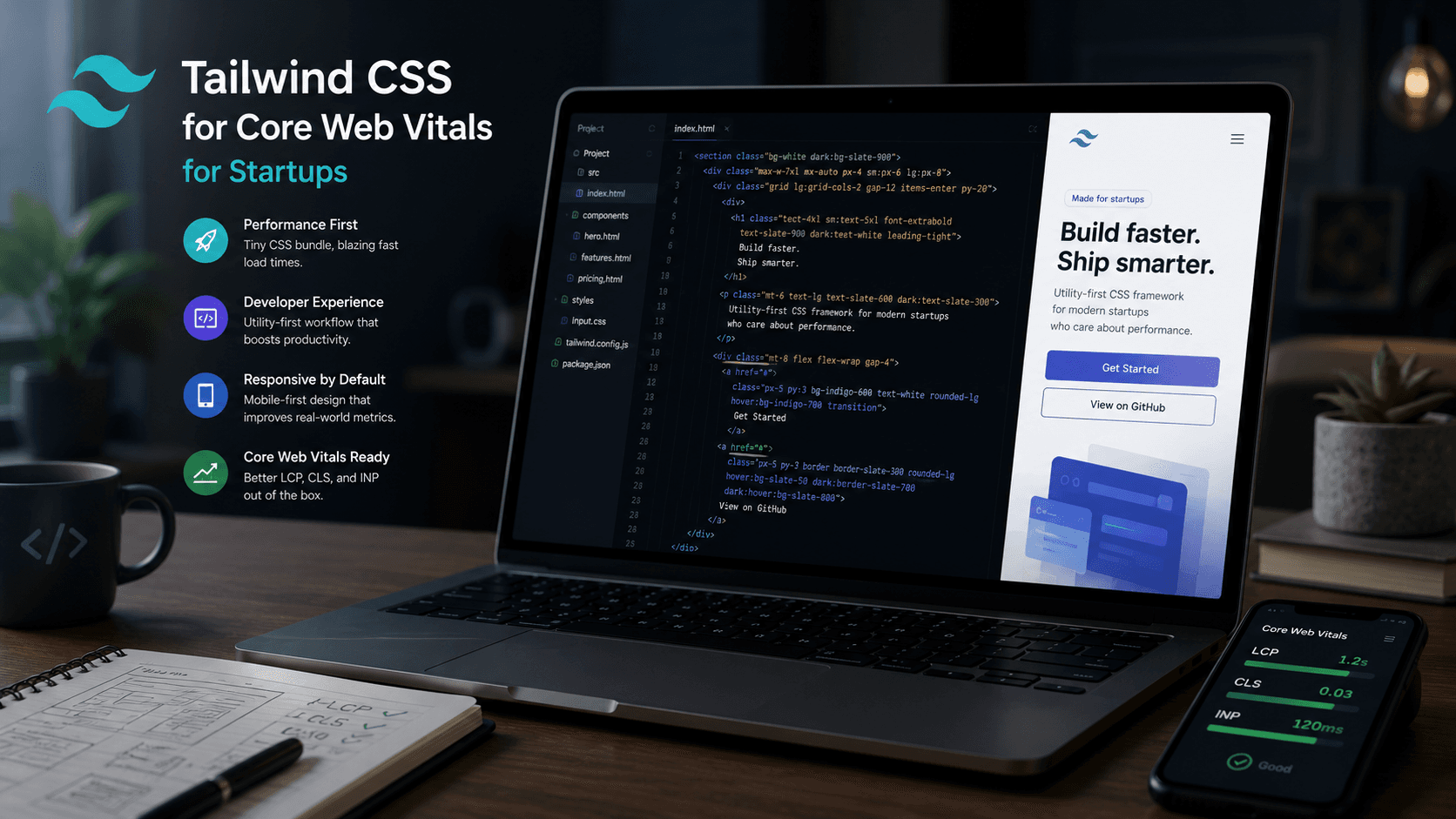 Tailwind CSS for Core Web Vitals: for Startups Case Study | Copyright © Magnence