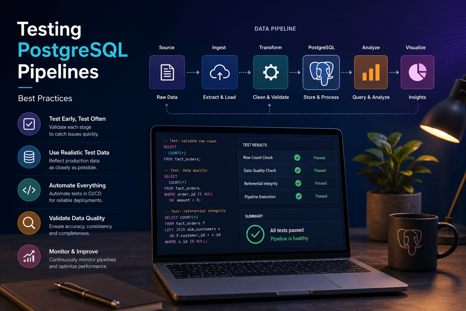 Testing PostgreSQL Pipelines Best Practices Case Study | Copyright © Magnence