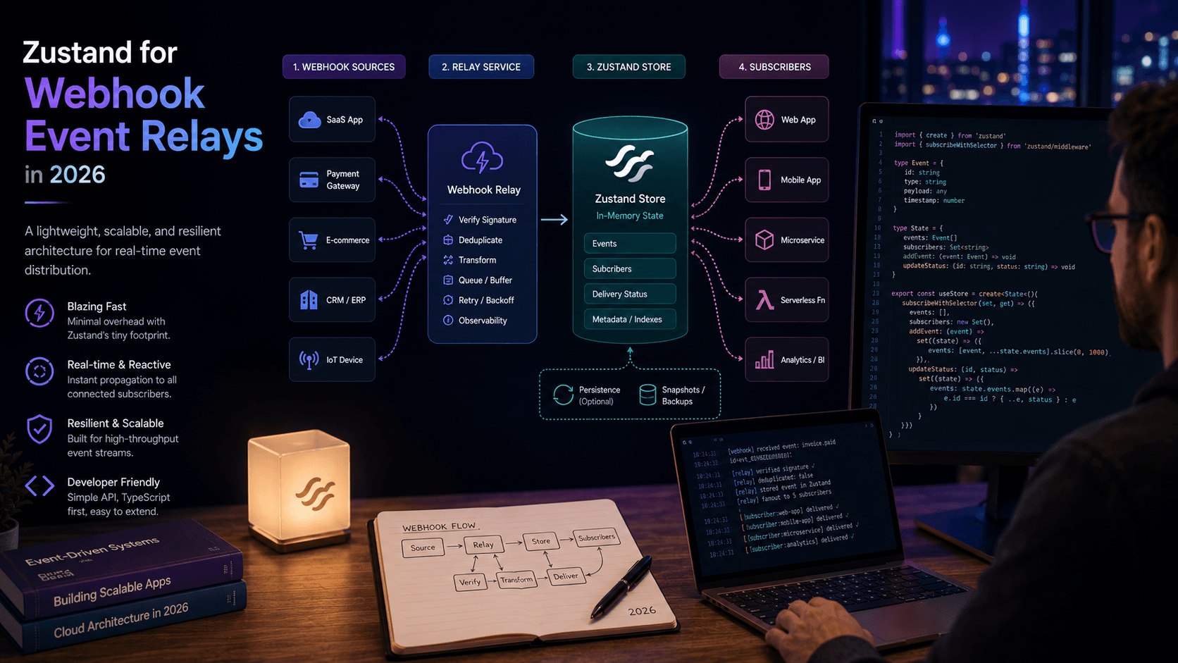 Zustand for Webhook Event Relays: in 2026 Case Study | Copyright © Magnence